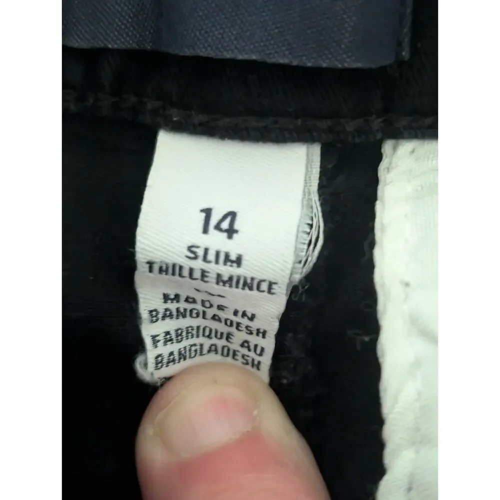 The Children’s Place Boys Black Slim Fit Stretch Chino Pants Size 14 adjustable